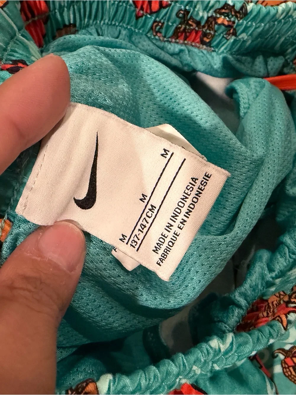 Nike Teal Swim Shorts with Orange Octopus Accent